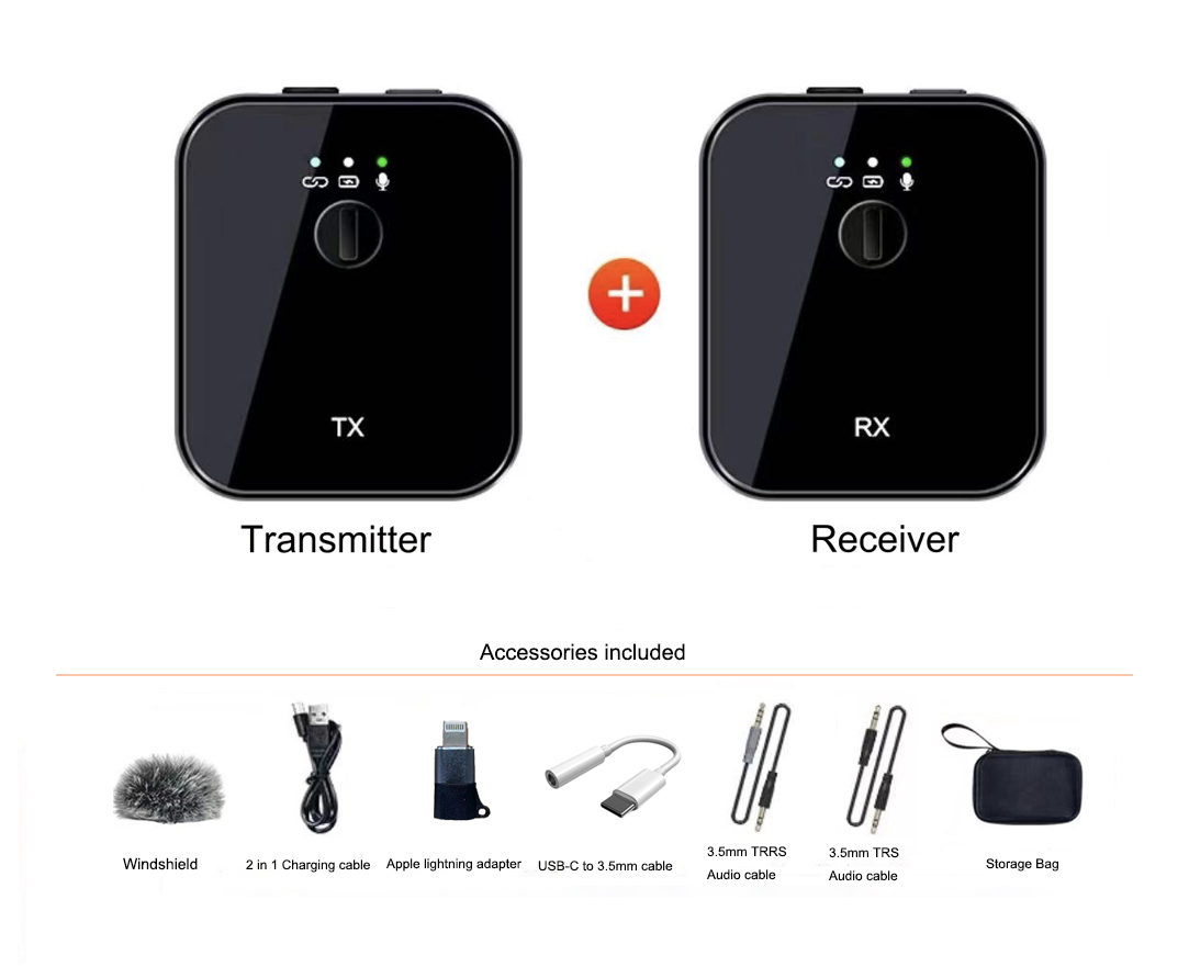 2.4G Wireless Lavalier Microphone for Smartphones/ Pads/ PC / DSLR / Camcorder
